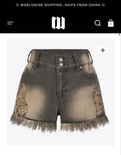 andwang fringe denim short pants M
