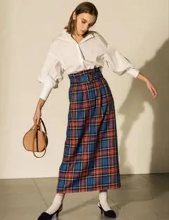 MilaOwen ミラオーウェン　ハイウエストタックロングスカート　チェック柄