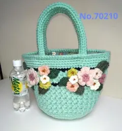 手編み毛糸バッグ✿お花モチーフ❀早春お出かけバッグ