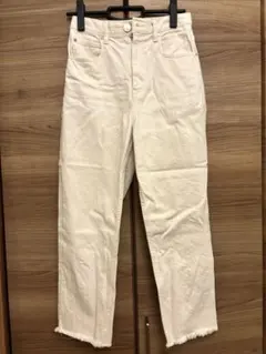 【ブラックバイマウジー】ハイウエスト ワイド ストレート デニム 白 24