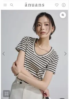 【タグ付き新品】ánuans ボーダー 半袖Tシャツ Mのサムネイル
