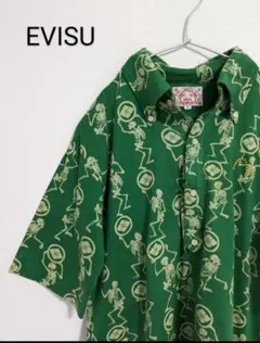 【レア】EVISU エヴィス　ボタンダウン スカル家紋総柄 シャツのサムネイル