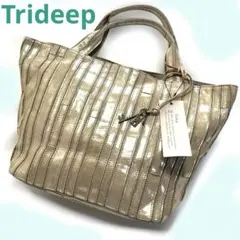 定価1万【Trideep】本革 レザー パッチワーク 2way 金　トートバッグ
