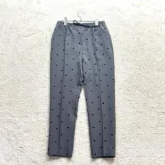 コカ【M】グレー系 ドット テーパードパンツ ストレッチ 春夏 ウエストゴム