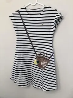 kate spade/白黒ボーダー/半袖ワンピース/140cm