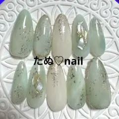 くすみグリーンニュアンスネイルMSize No.243