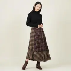 MURUA アシンメトリー チェックスカート 秋冬 ロング F 美品