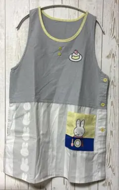 ミッフィー エプロン グレー ストライプ