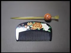 ふじの様専用　堆朱　玉簪　牡丹　絵付け　飾り櫛