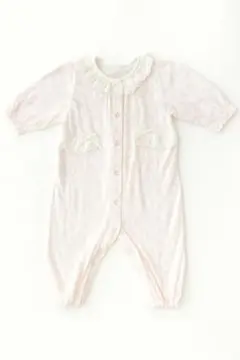 ベビー ロンパース カバーオール 長袖 ピンク 花柄 レース 70サイズ 80