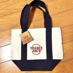 新品タグ付　トレーダージョーズミニトートバッグ　キナリ　ネイビー