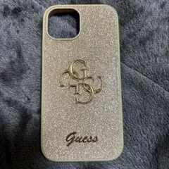 Guess ゴールド グリッター iPhone15ケース