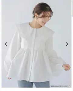 Fit more ダブルレース襟ペプラムブラウス