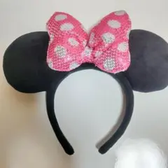 ミニーマウス カチューシャ 黒とピンク