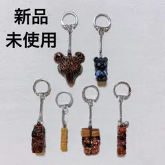 新品未使用 木彫りの熊 アイヌ キーホルダー 北海道土産 昭和レトロ 6点