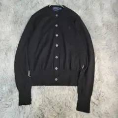 アルアバイル ポケットクルーカーディガン ニット 金ボタン 黒 M【未