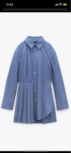 新品ZARA ストライプ シャツワンピース　L