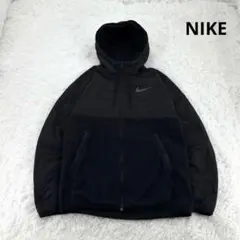 NIKE フリース ジップパーカー 切替えデザイン プリント ナイキ 黒 S