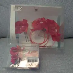【成人式・卒業式に】赤い花飾りセット ヘアアクセサリー