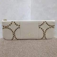 ハンドメイドポーチ　ミナペルホネン　dopタンバリンとdopちょうちょ ベージュ