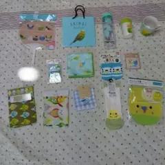 セキセイインコグッズセット未使用27点色々お纏め雑貨文具食器ボトル等