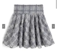 【新品タグ付】チェック柄シアーフレアミニスカート[tw1231]ブルーグレー S