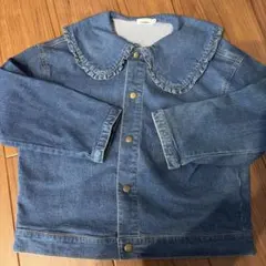 【美品】ペアマノン　ビッグフリル襟　デニムジャケット　140センチ