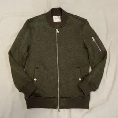 THE SHOP TK ニットブルゾン　Mサイズ カーキ　MA-1 ダブルジップ