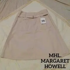 新品 MHL. マーガレットハウエル バックベルト スカート ベージュ 綿 日本のサムネイル