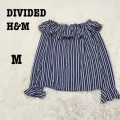 美品 H&M ストライプ オフショルダー ブラウス トップス フリル 長袖 上品のサムネイル