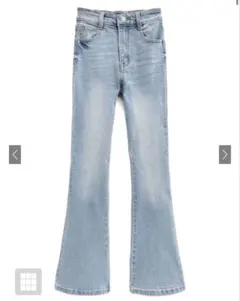 【cu498】【Sサイズ】ハイウエストフレアデニムパンツ ライトブルー GRL