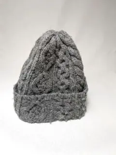【最終値下】NATURAL LAUNDRY ニット帽 グレー ケーブル編み