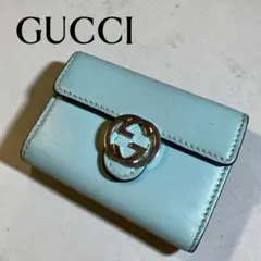 GUCCI グッチ　水色 レザー キーケース6連
