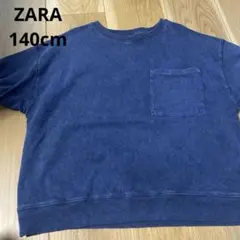 《未使用》ZARA ダークブルー クロップドTシャツ 140cmのサムネイル