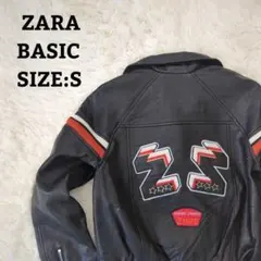 美品 ザラ ZARA ダブル ライダース ジャケット フェイクレザー 黒 S