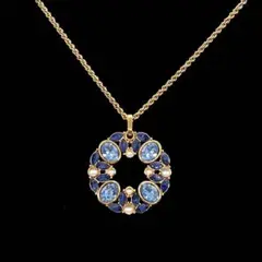 美品✨スワロフスキー ネックレス ブルー ゴールド クリスタル ストーンのサムネイル