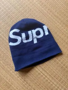 SUPREME ロゴビーニー ネイビー - メルカリ