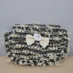 ツイードクラッチポーチ 黒と黄色