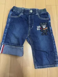 DOUBLE.B デニムハーフパンツ クマ刺繍　110センチ