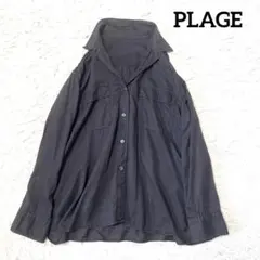 PLAGE プラージュ　リネンブレンド　長袖　オーバーシャツ　黒のサムネイル