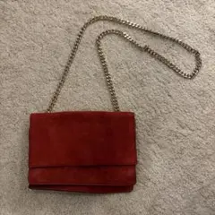 未使用新品　ZARA 赤 スエード ショルダーバッグ