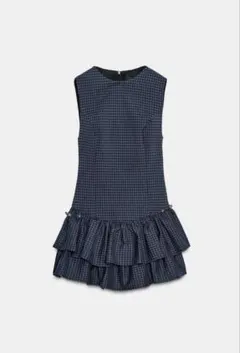 ZARA フリル付きチェック柄ショートワンピース