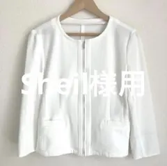 COMME CA ISM ノーカラーサマージャケット ホワイト Lのサムネイル