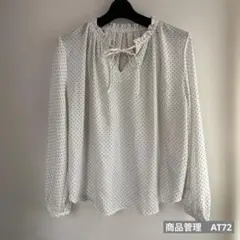 earth music&ecology ホワイトドット長袖ブラウス Fサイズ