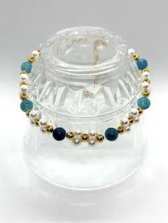 カルセドニー&シェルパール、デザインブレスレット