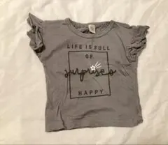 グレー フリル袖 Tシャツ 80サイズ　ロゴ入り