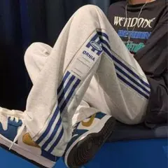 スウェット　サイドライン　ジャージ パンツ グレー　ストリート　L【新品】