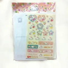 新品 ハローキティ 郵便局限定 レターセット はがき シールシート フラワー