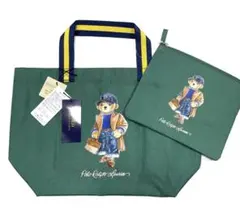 新品 ラルフローレン トートバッグ エコバッグ ポーチ付き 緑色 ポロベア