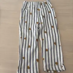 95サイズ ストライプ柄 クマプリントパンツ